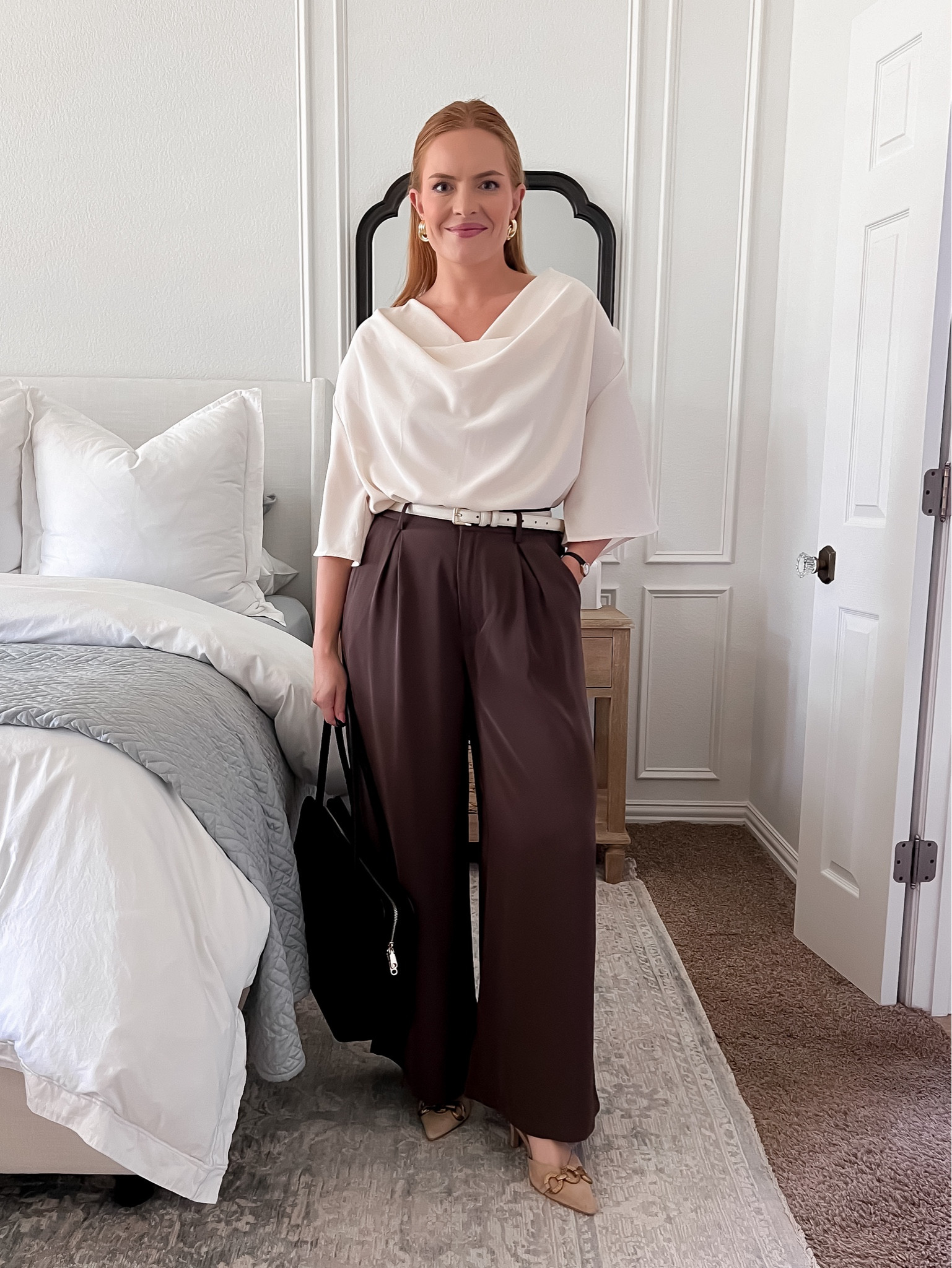 Amazon work pants that had over 21,000 reviews on them! I love the deep brown for the fall🍂 I got a medium in the pants and a small in the top!

#LTKStyleTip #LTKWorkwear #LTKSeasonal
