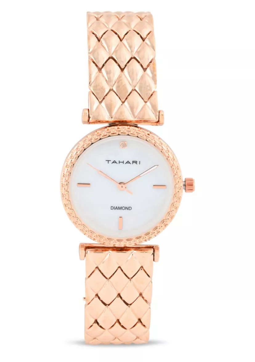 Tahari Adult Womens Analog Watch w Rose Gold Case Dial and Bracelet w Genuine Diamond at 12 Model... | Belk