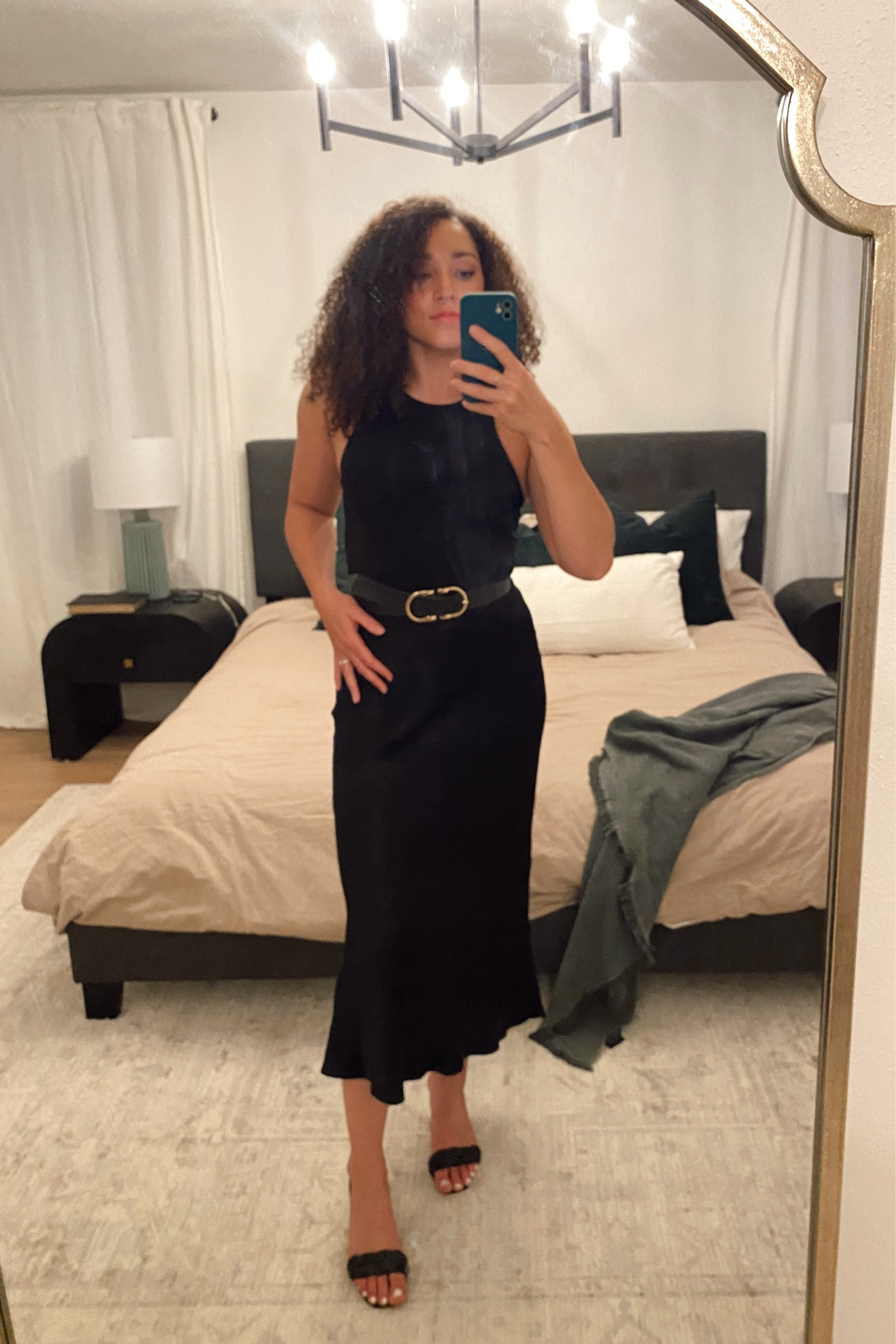 All black simple and chic outfit of the day for work! Black satin midi or maxi skirt, black bodysuit tank top and black and gold belt with leather braided sandals 🖤

#LTKFindsUnder50 #LTKWorkwear #LTKFindsUnder100