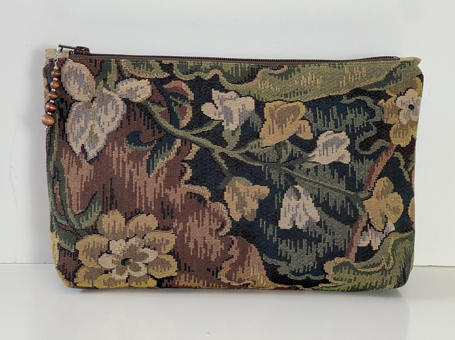 Elegant One of a Kind Vintage French Tapestry Clutch with Beaded Zipper Pull | Etsy (US)