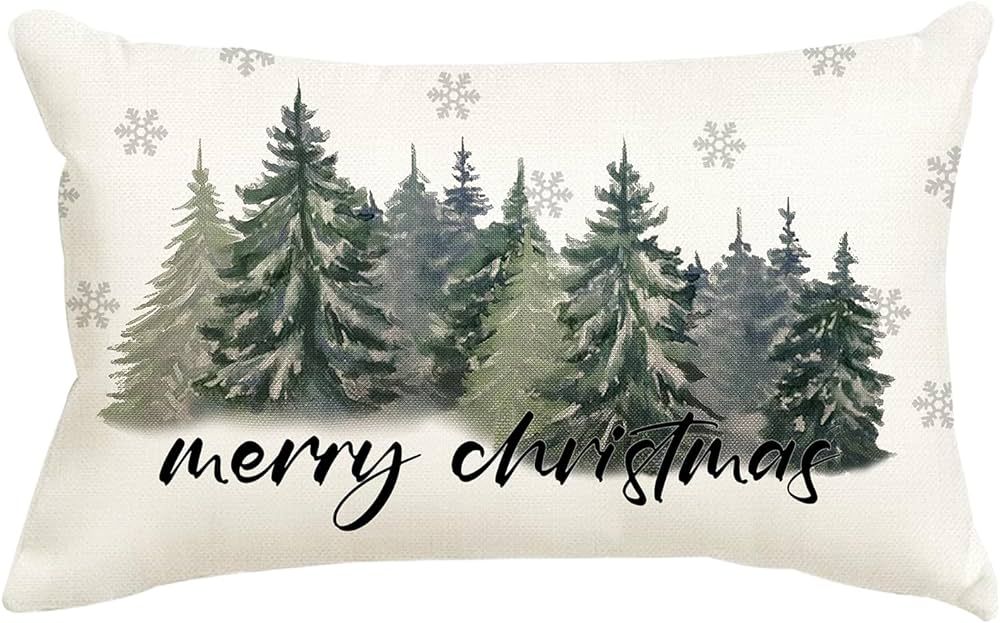 ADFLOOD Christmas Pillow Covers 12X20 Merry Christmas Tree Snowflake Decorative Throw Pillows Dec... | Amazon (US)