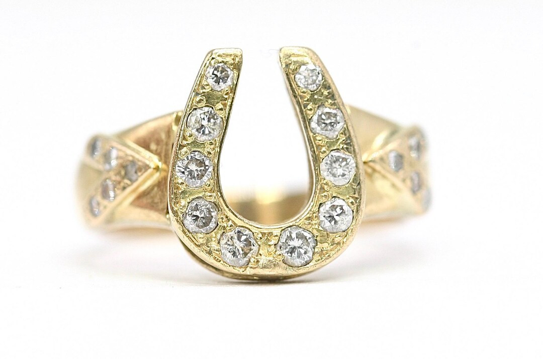 Superb Sparkling 18ct Gold Diamond Horseshoe Ring Hallmarked Birmingham 2000 Size L or 5 1/2 - Et... | Etsy (US)