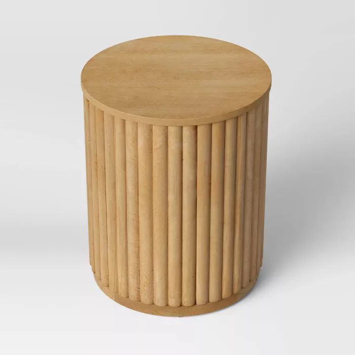 Wood Fluted Drum End Table Natural - Project 62™ | Target