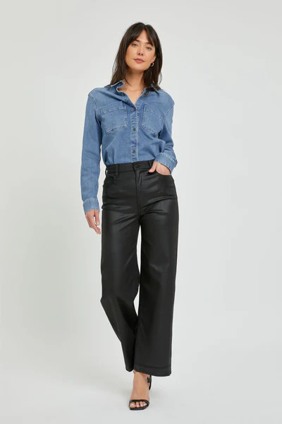 [LOGAN] BLACK COATED CLEAN DAD JEAN | Hidden Jeans