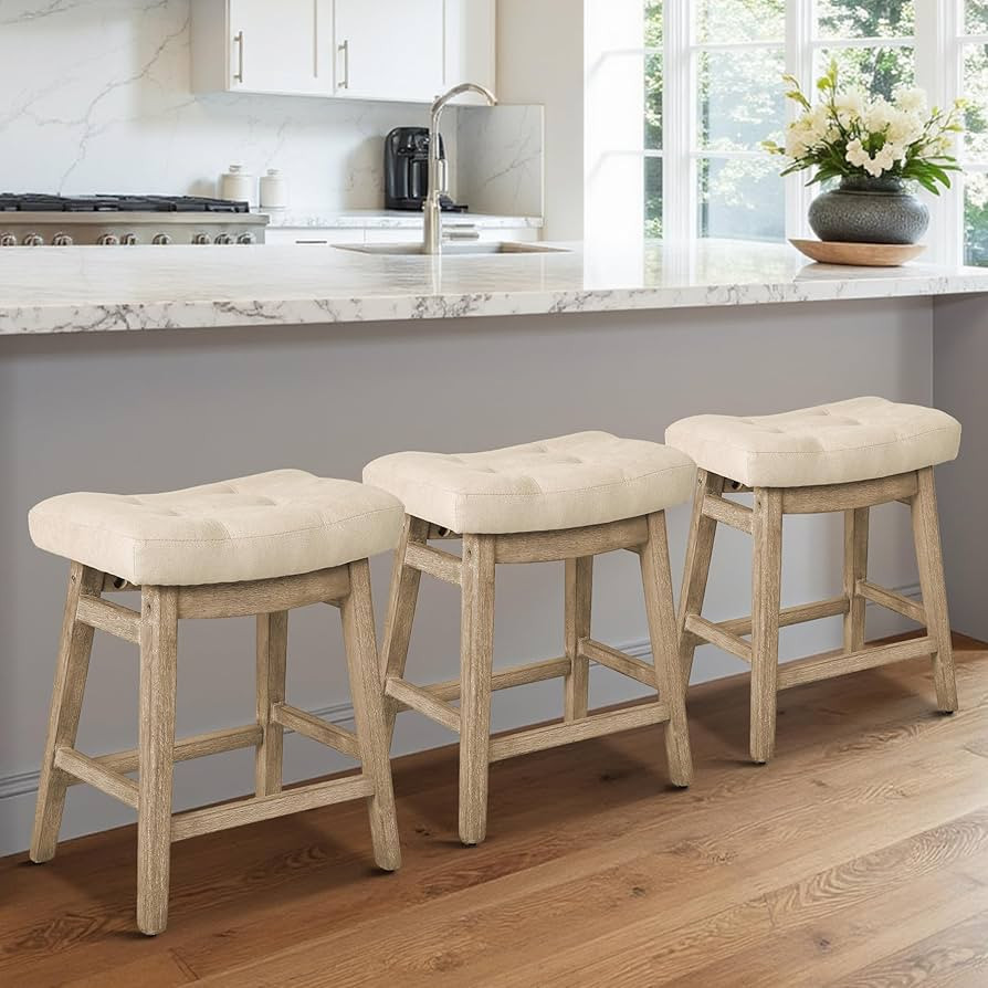 Counter Height Bar Stools Set of 3 for Kitchen Counter Farmhouse Modern Barstools with Upholstere... | Amazon (US)