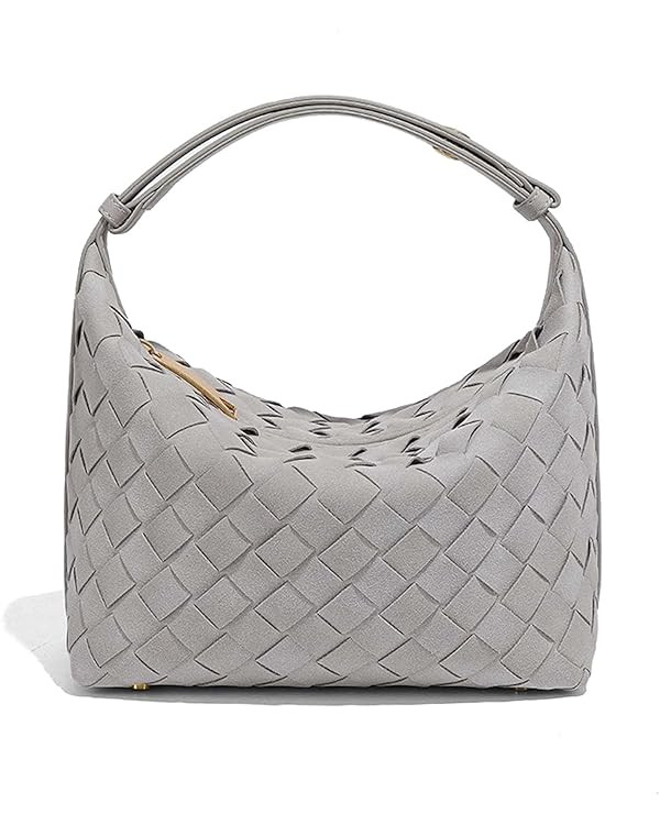 Woven Purse for Women Suede Leather Shoulder Bag Vegan Tote Bags Suede Hobo Top-Handle Handbag | Amazon (US)