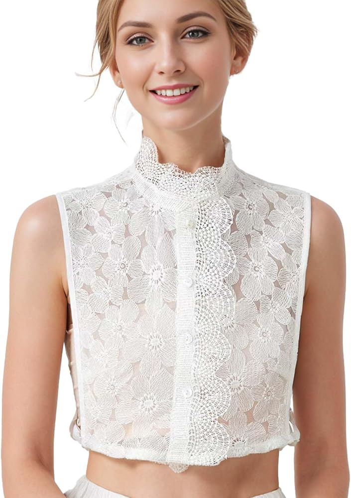 White Collar Embroidered Fabric Fake Collar for Daily Wear,Classic Style Perfect for Sweaters Dre... | Amazon (US)
