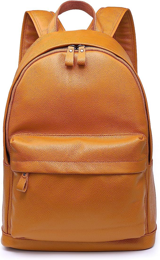 CPJ Genuine Leather Backpack Fits 15.6" Laptop Casual Daypack Schoolbag for Boys & Girls | Amazon (US)