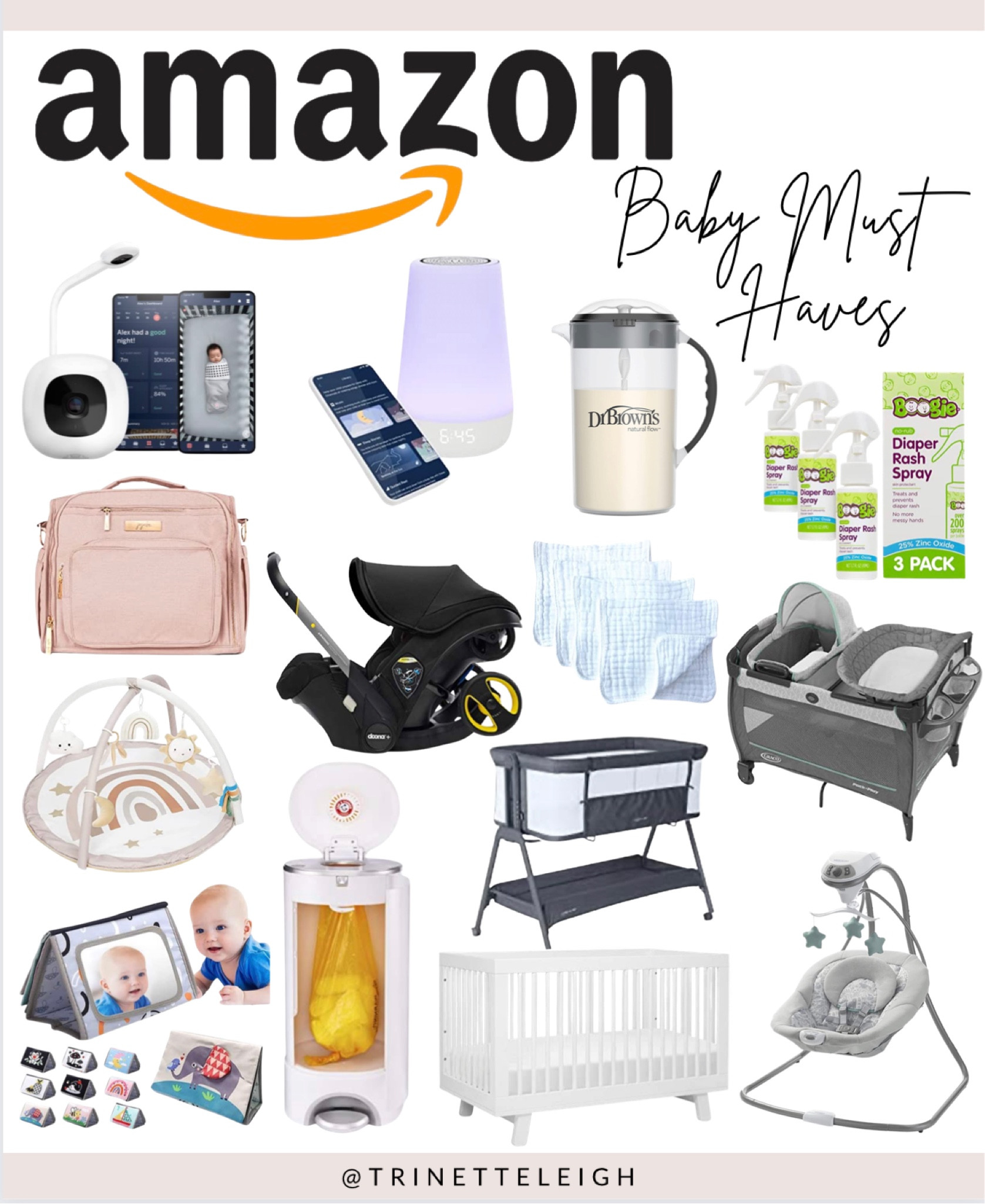 My Amazon baby must haves! Baby monitor. Baby camera. Sound machine. Formula pitcher for baby formula. Baby butt spray for diaper rash. Diaper bag. Stroller and car seat combo. Burp cloths. Pack n play. Baby gym mat for tummy time. Bedside bassinet for co-sleeping. Baby mirror for tummy time. Diaper pail for dirty diapers. Baby crib. Convertible crib and toddler bed. Baby swing. Baby gifts for baby registry .

#LTKbump #LTKbaby #LTKGiftGuide