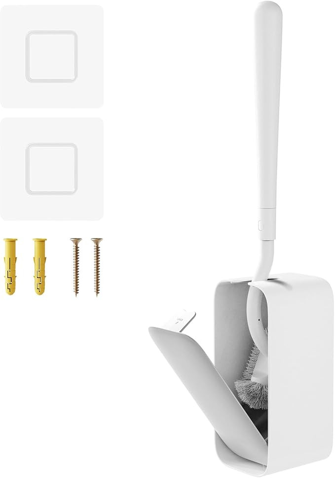 Toilet Cleaner Brush, Diveotree Toilet Brush and Holder for Dead Corner Cleaning, Wall Mounted To... | Amazon (US)