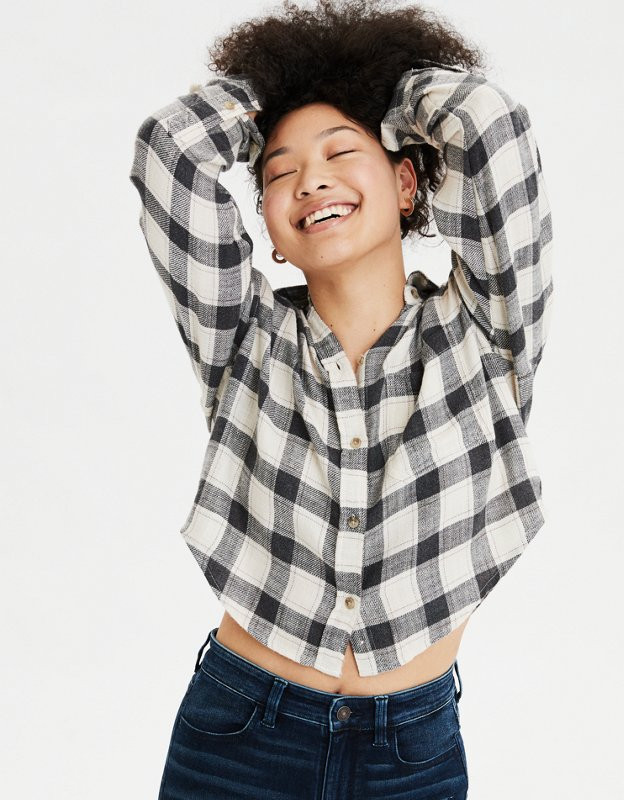 AE Cropped Button Down Shirt | American Eagle Outfitters (US & CA)