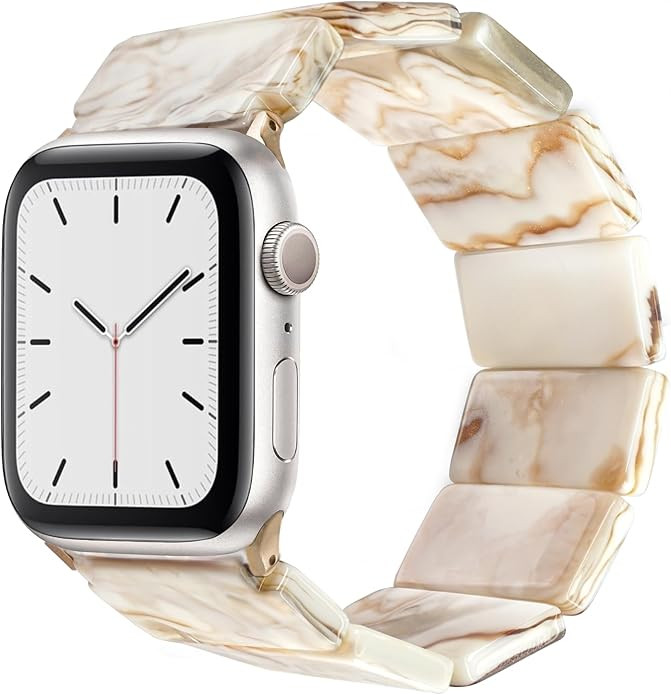 Heesch Stretchy Resin Watch Band Compatible with Apple Watch for Women, Tortoise Watch Strap Brac... | Amazon (US)