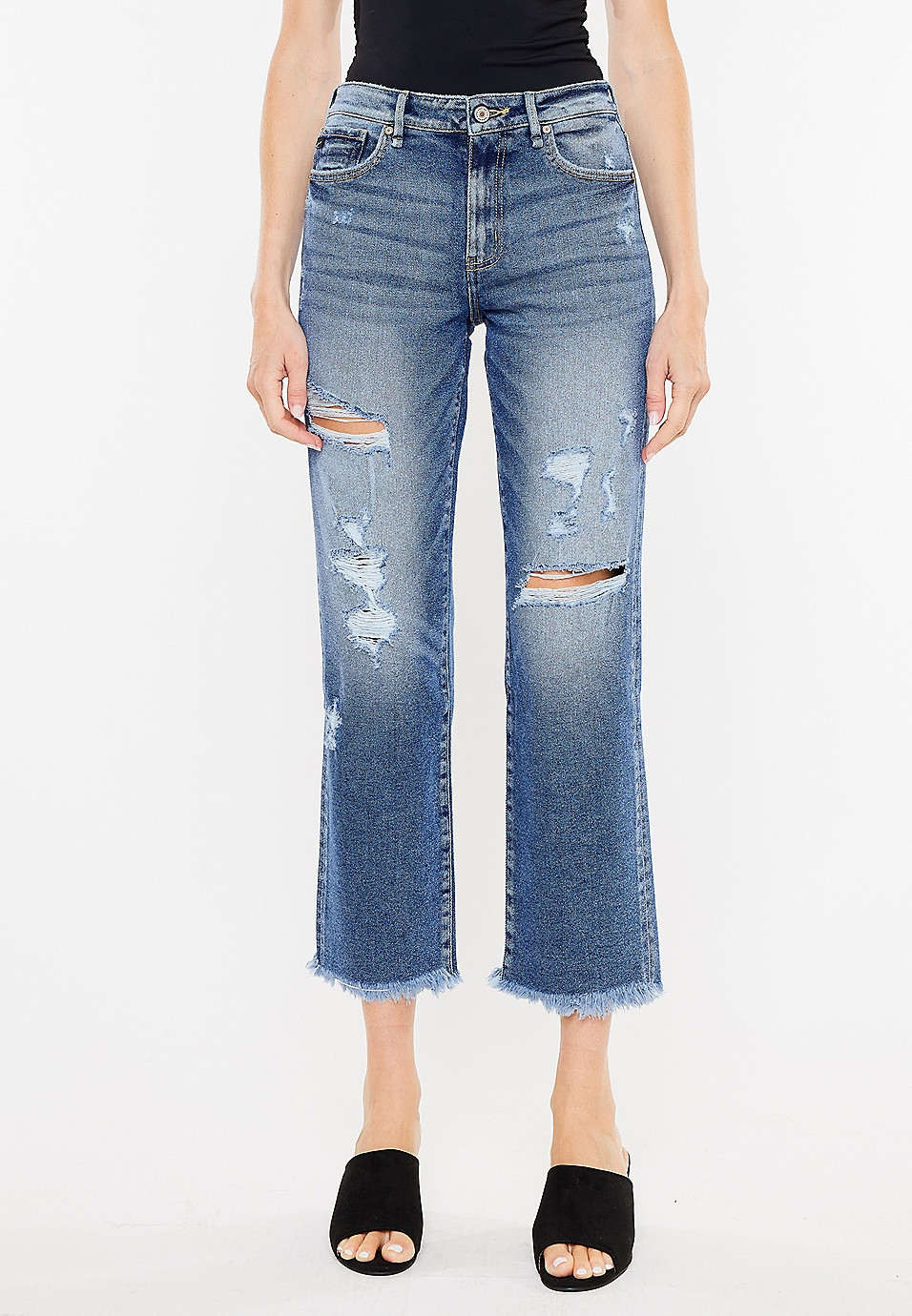 KanCan™ Ankle Straight High Rise Ripped Jean | Maurices