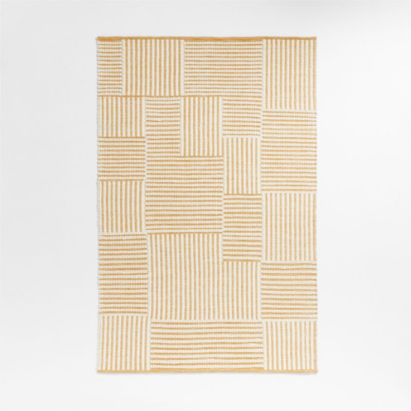 Flatweave Grid Wool and Cotton Yellow Kids Area Rug 5'x8' + Reviews | Crate & Kids | Crate & Barrel