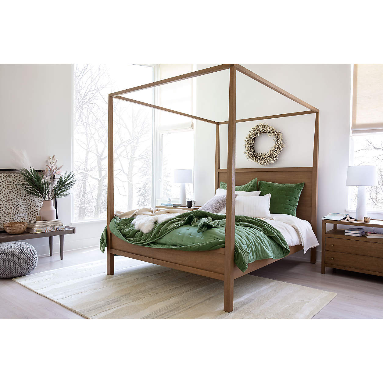 Keane 31.5" Solid Driftwood Charging Nightstand + Reviews | Crate & Barrel | Crate & Barrel