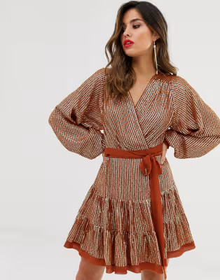 ASOS DESIGN embellished mini dress in all over sequin with skater skirt | ASOS US