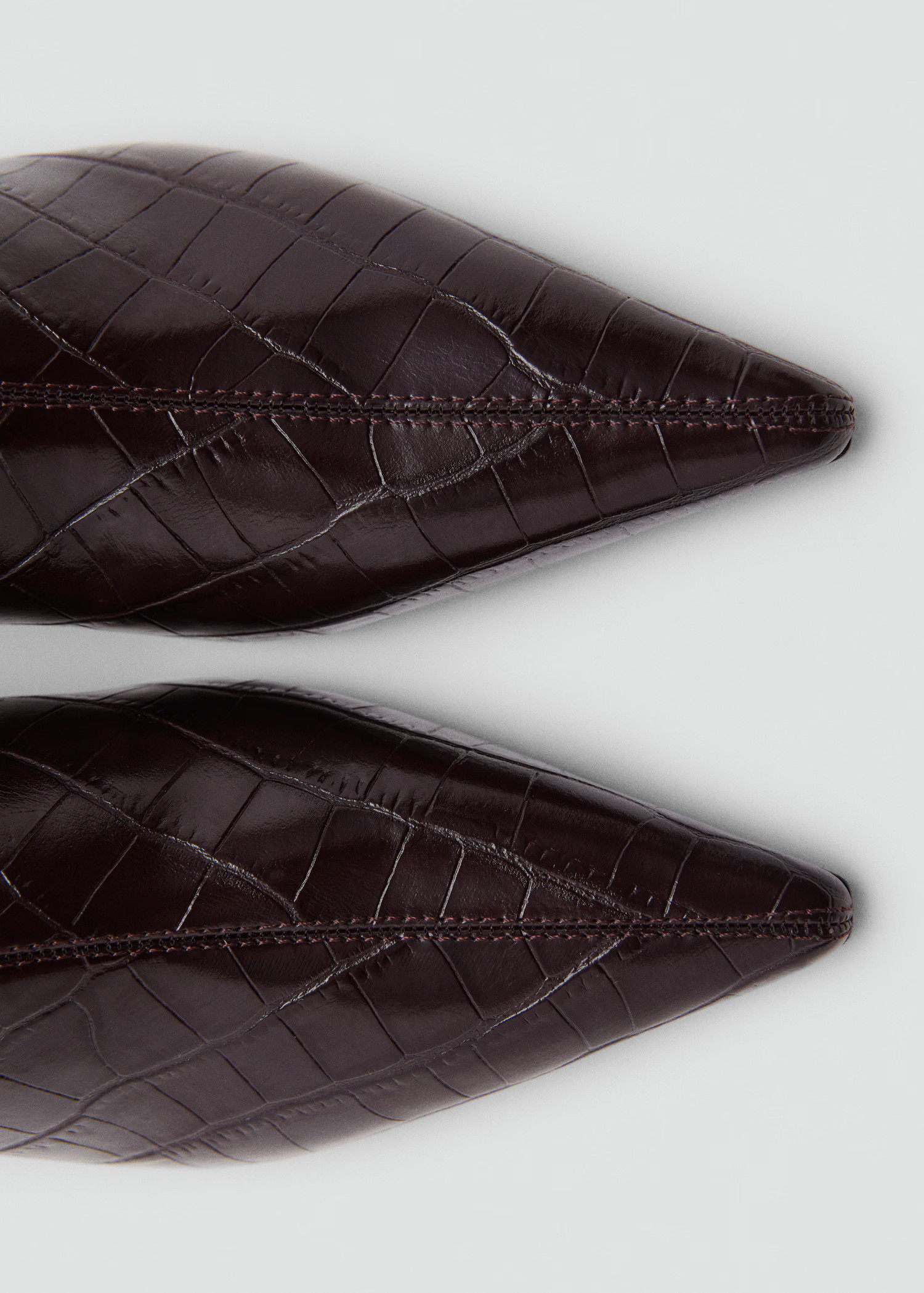 Faux-Croc-leather pointed-toe ankle boots - Women | MANGO USA | Mango (US/MX/AU)