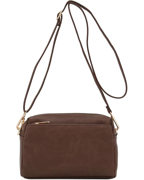FashionPuzzle Triple Zip Small Crossbody Bag | Amazon (US)