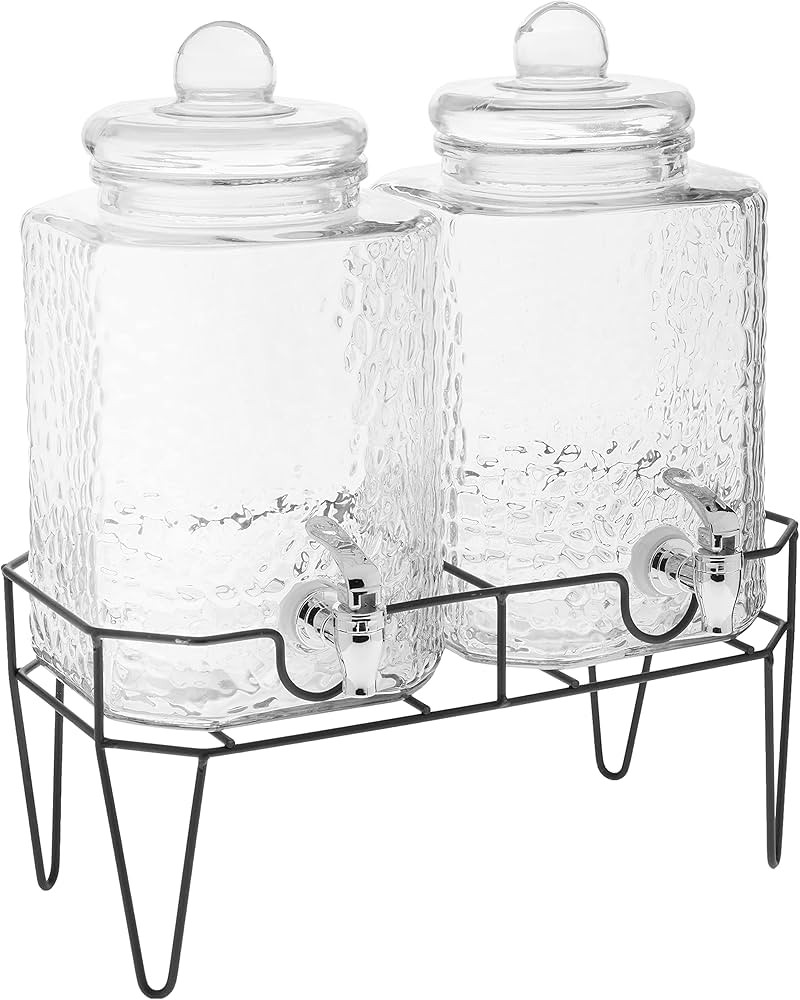 Style Setter Glass Beverage Dispenser with Stand (Set of 2), 1.5 Gallon Glass Drink Dispenser wit... | Amazon (US)