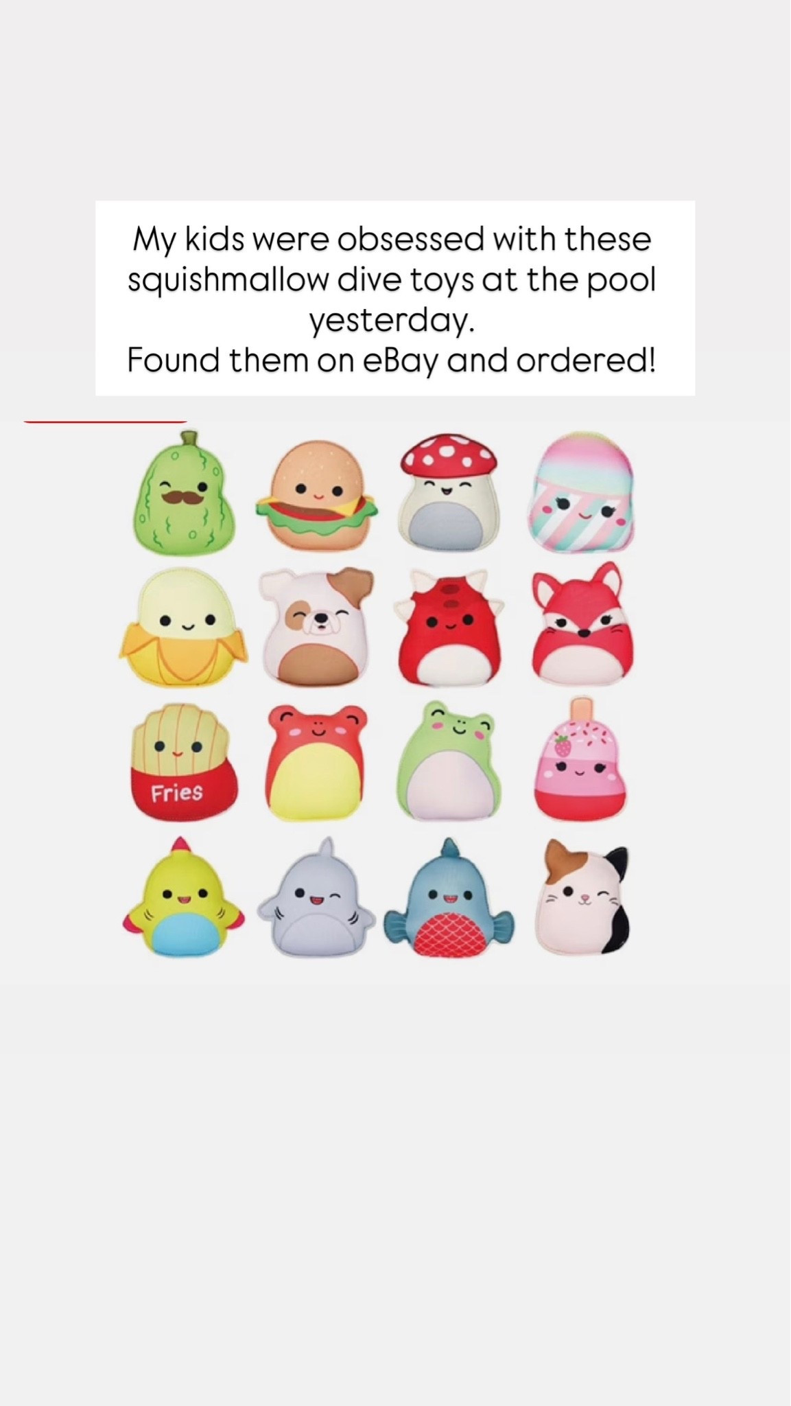 Squishmallow pool dive toys!