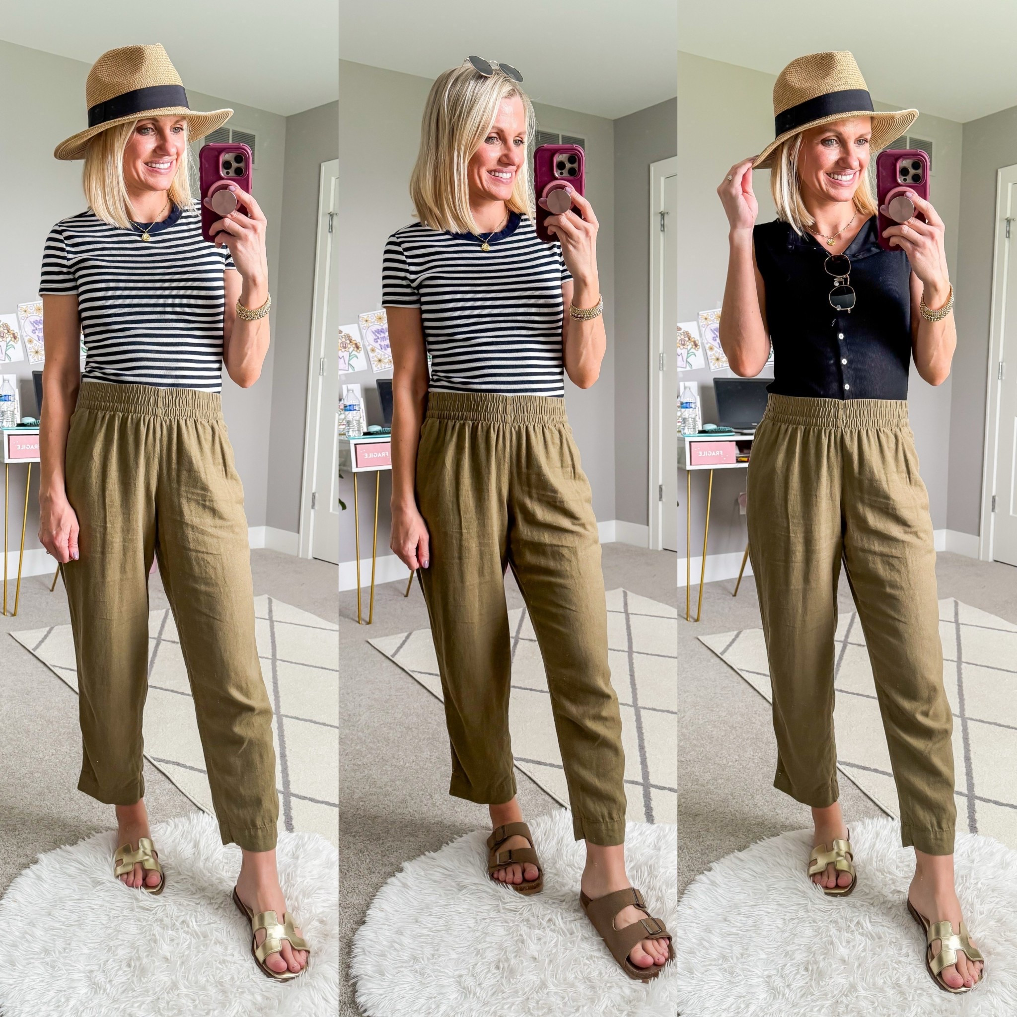 Summer capsule wardrobe outfit ideas with green linen pants  

#LTKSeasonal #LTKStyleTip #LTKOver40