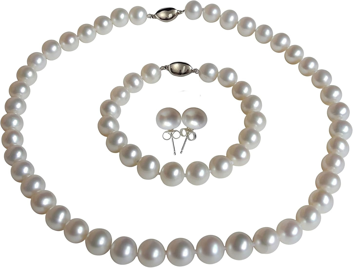 Pearl Romance II Round Pearl II White Pearl Necklace Bracelet & Earrings Set for Women 3 Piece Se... | Amazon (US)