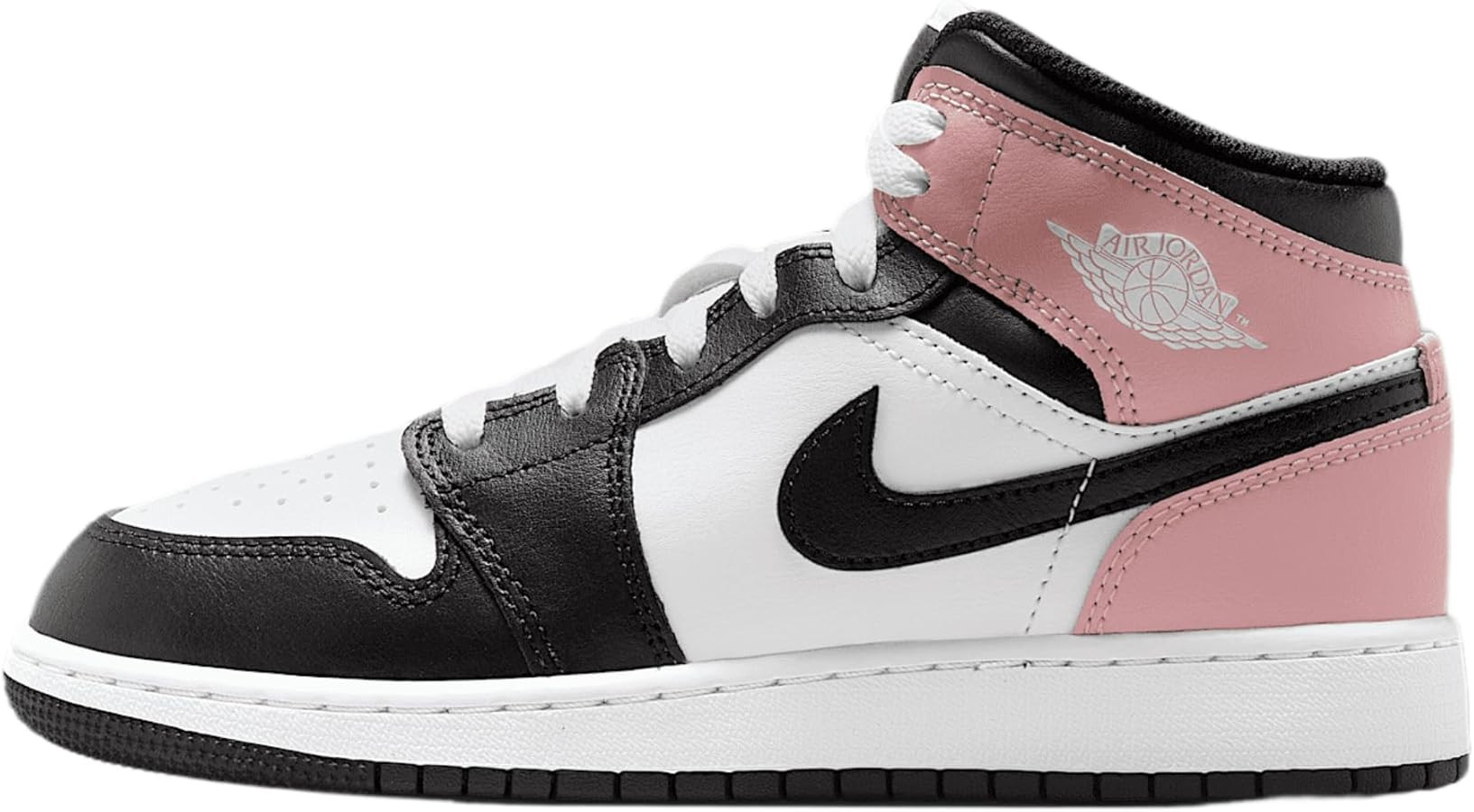 Air Jordan 1 Mid Big Kids' Shoes (DQ8423-100, White/Rust Pink/Black) | Amazon (US)