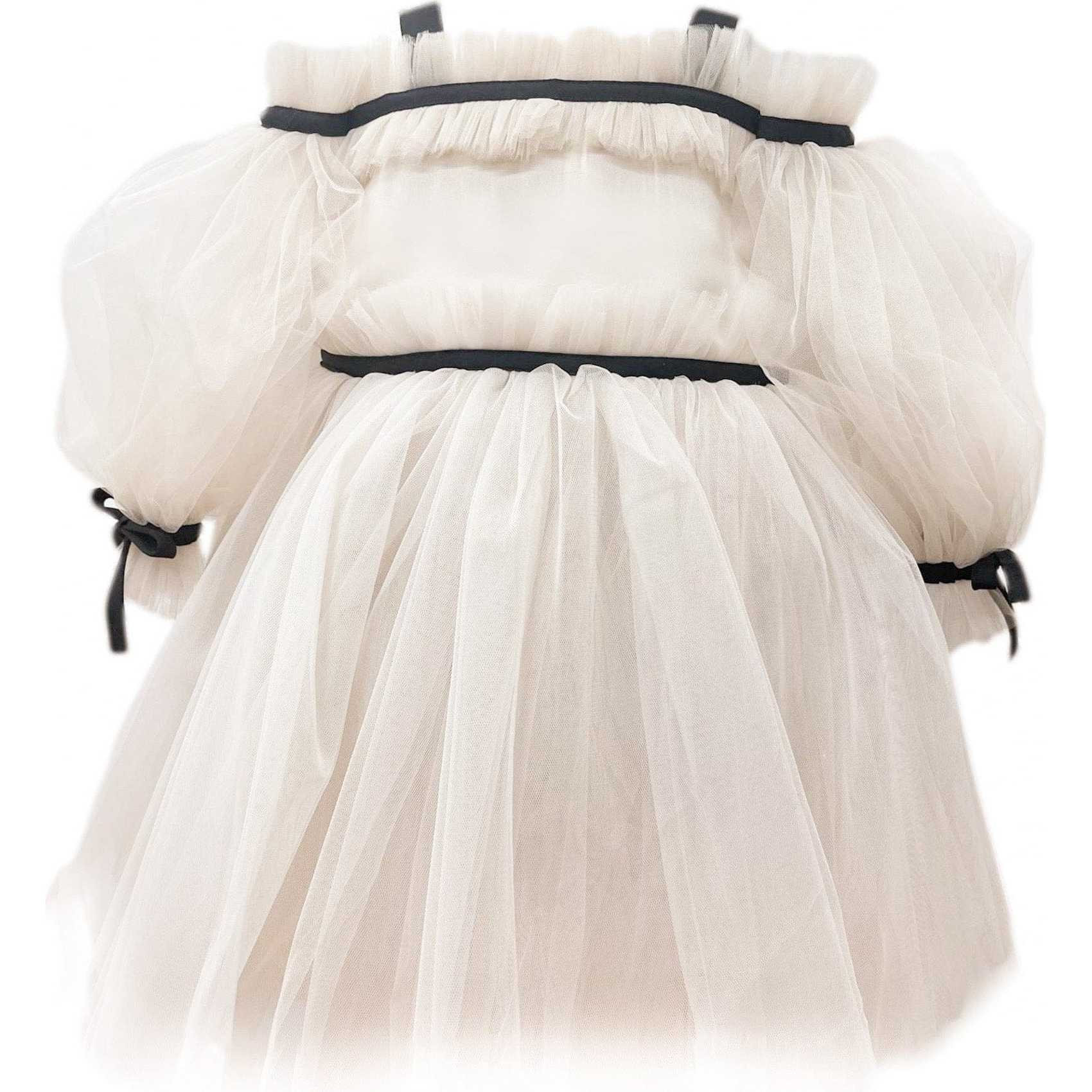 Coco-Caramel Tulle Dress, Beige | Maisonette