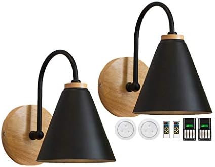 civaza 2-Pack Wall Light Bedside Lamp,Led Remote Control Battery Operated Indoor Wireless Black W... | Amazon (US)