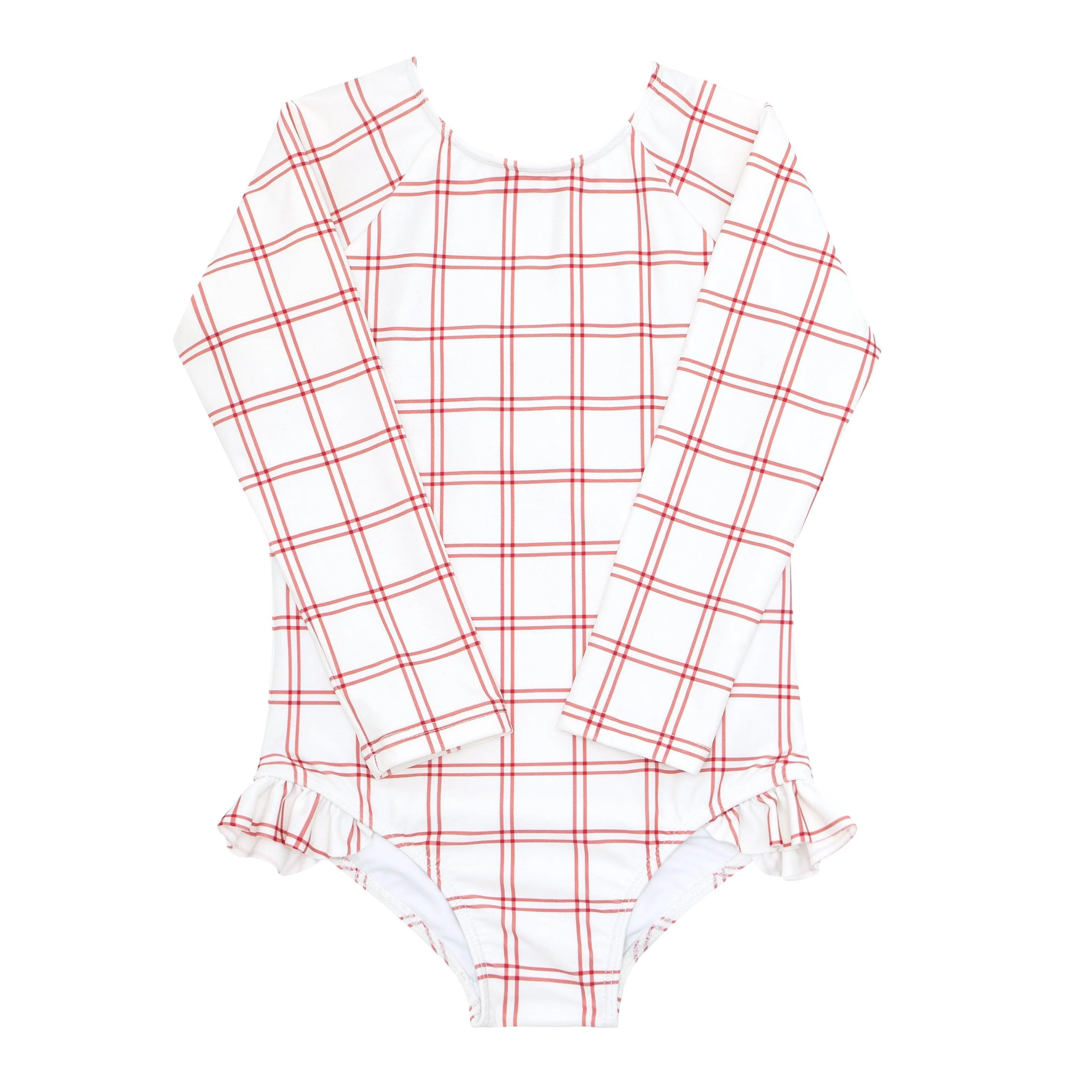 girls windowpane rashguard one piece | minnow