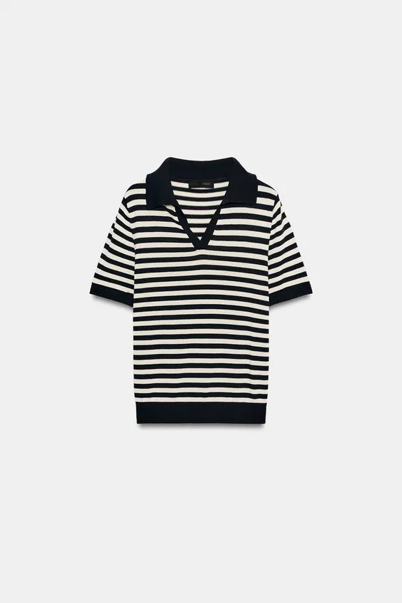 KURZ\u00c4RMLIGES GESTREIFTES STRICK-POLOSHIRT | Zara DE