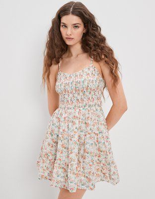 AE Smocked Tiered Mini Dress | American Eagle Outfitters (US & CA)