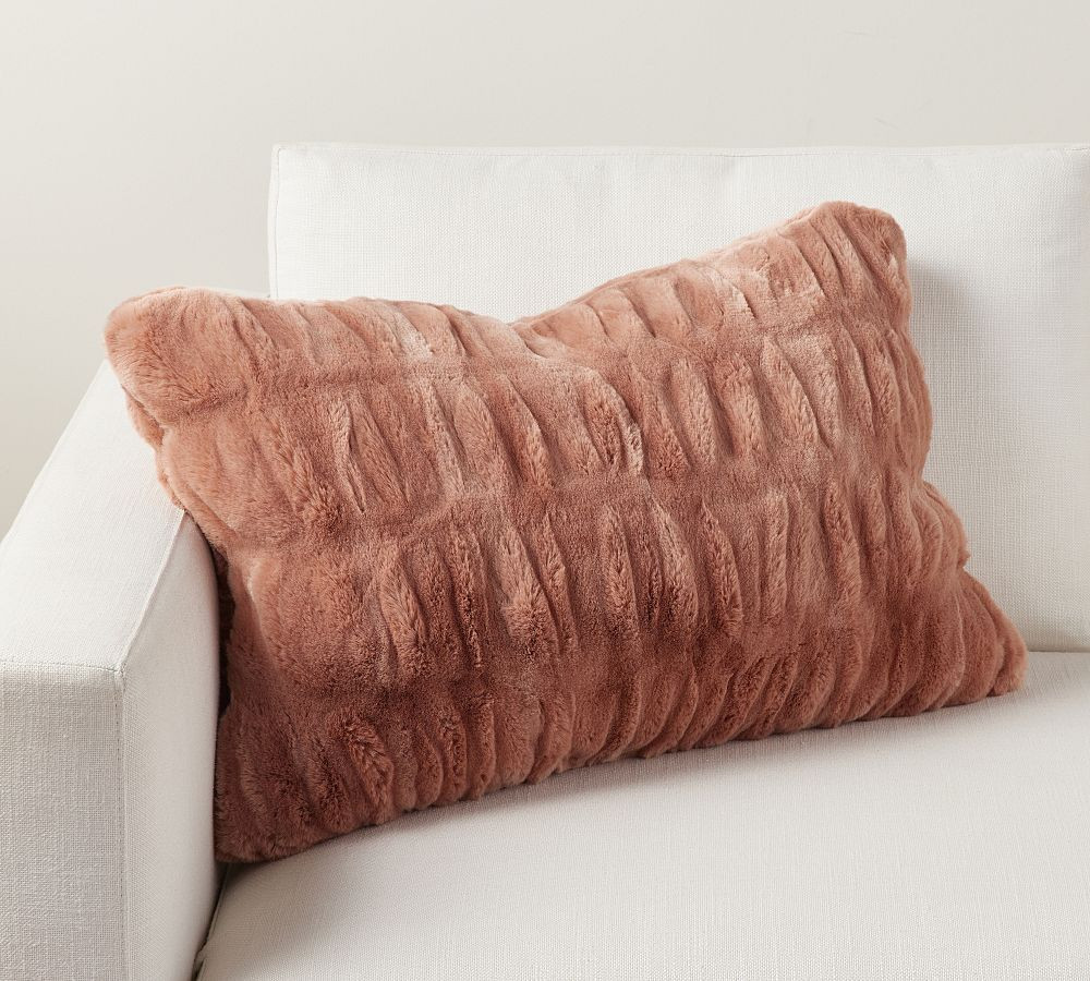 Faux Fur Ruched Lumbar Pillow | Pottery Barn (US)