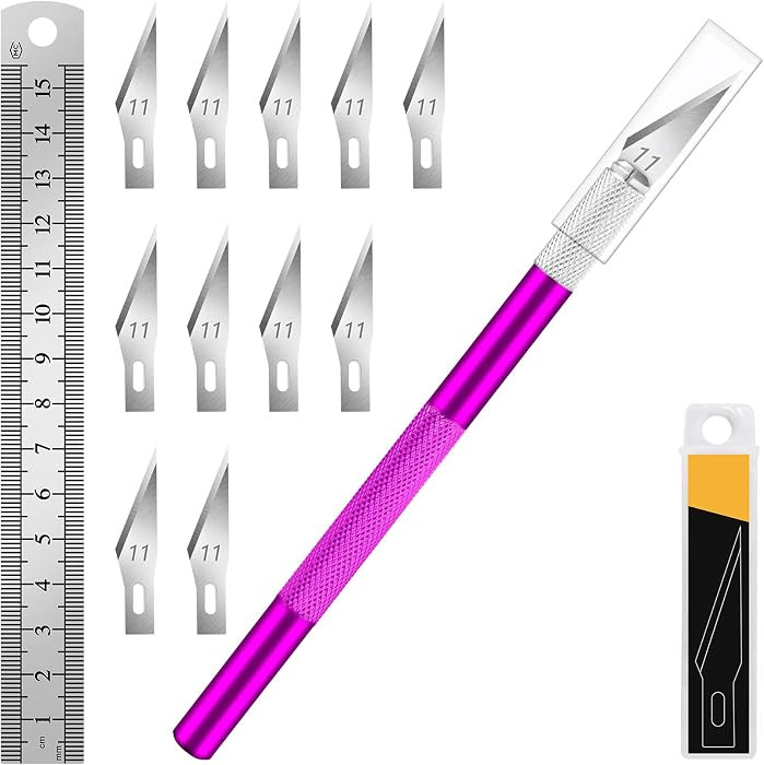 DIYSELF 1 Pcs Craft Knife Hobby Knife with 11 Pcs Stainless Steel Blade Kit, 1pcs Steel 15CM Rule... | Amazon (US)