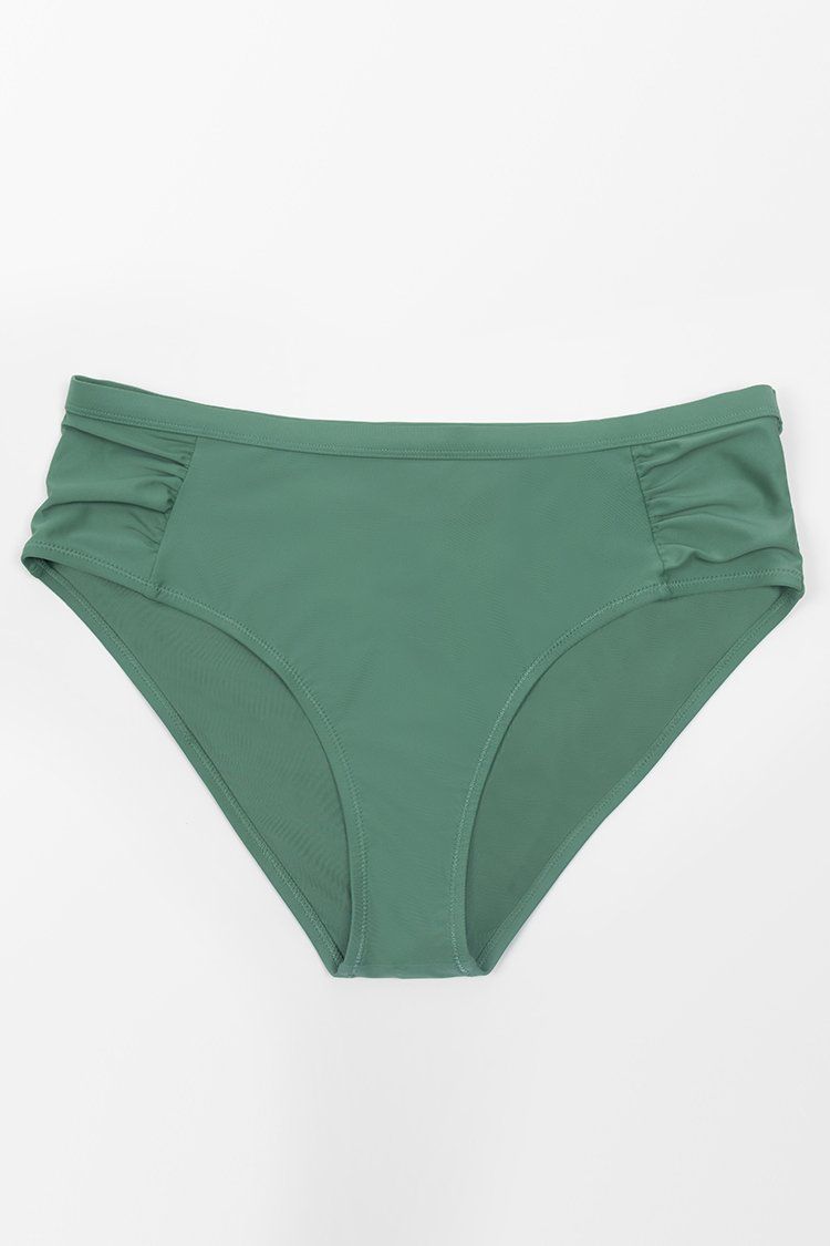 Braylee Green Ruched Plus Size Bikini Bottom | Cupshe