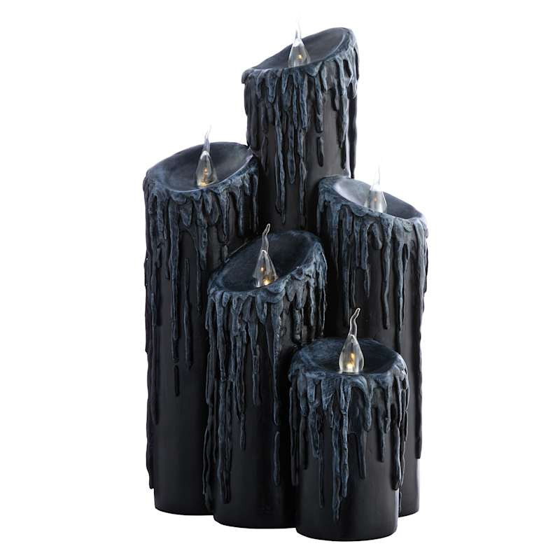 Midnight Shadows Black Candle Cluster with Lights, 15" | At Home