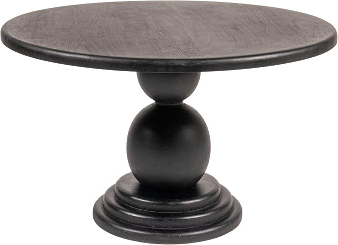 Creative Co-Op Round Mango Wood Bulbed Pedestal Coffee Table, Black | Amazon (US)