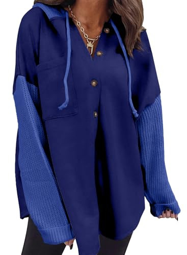 SHEWIN Oversized Sweatshirt for Women Loose Fit Casual Long Sleeve Button Hooded Sweatshirts Hood... | Amazon (US)