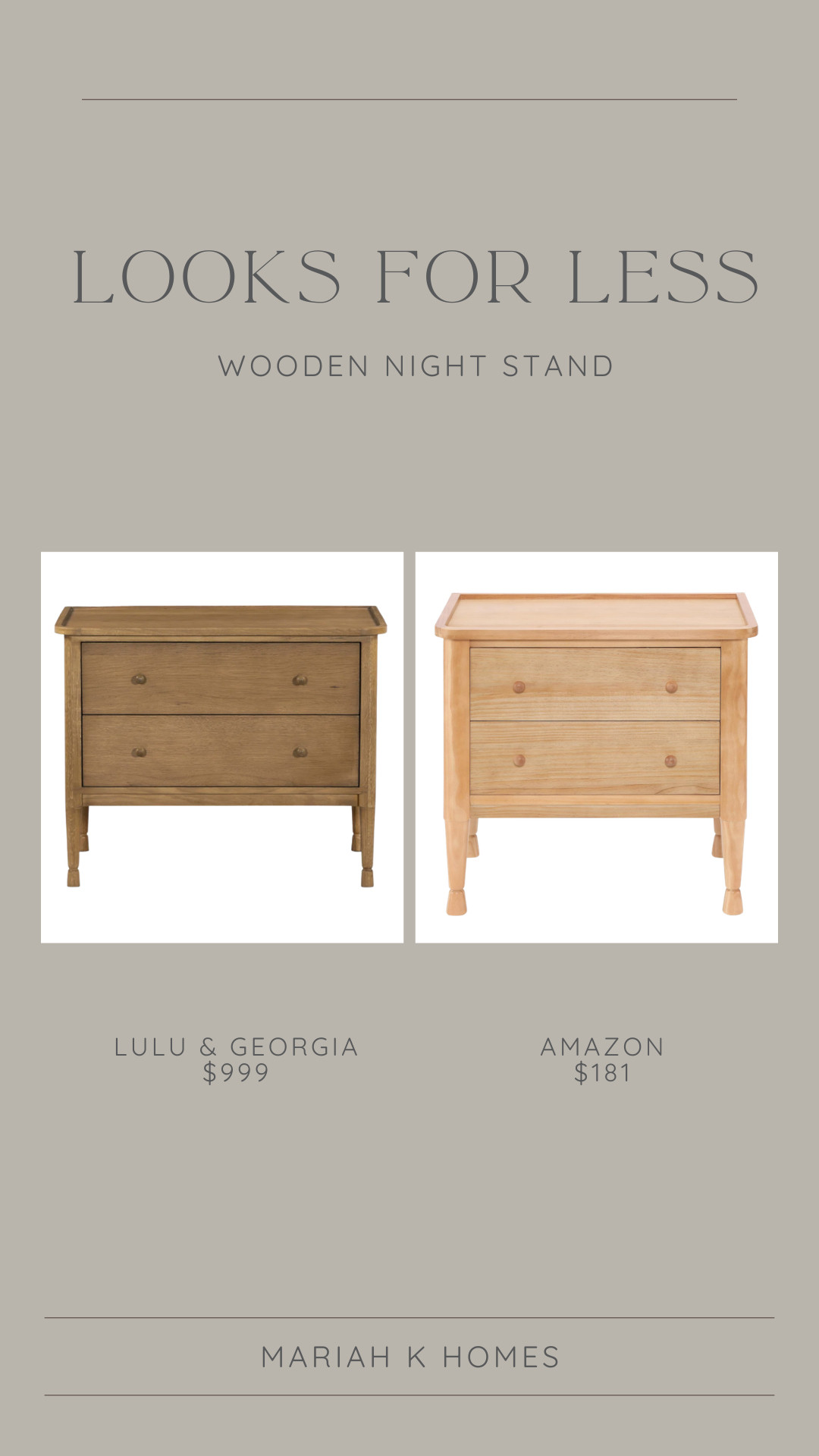 I have a feeling this will go fast. I just found an identical look-for-less of my top-selling nightstands and the details are so good. From the tapered legs to the tray-style top, they give that same designer feel. Slightly smaller with a more natural finish, but such a win for the price! #lulu&georgia #amazon #nightstand 

 #LTKHome #LTKSaleAlert