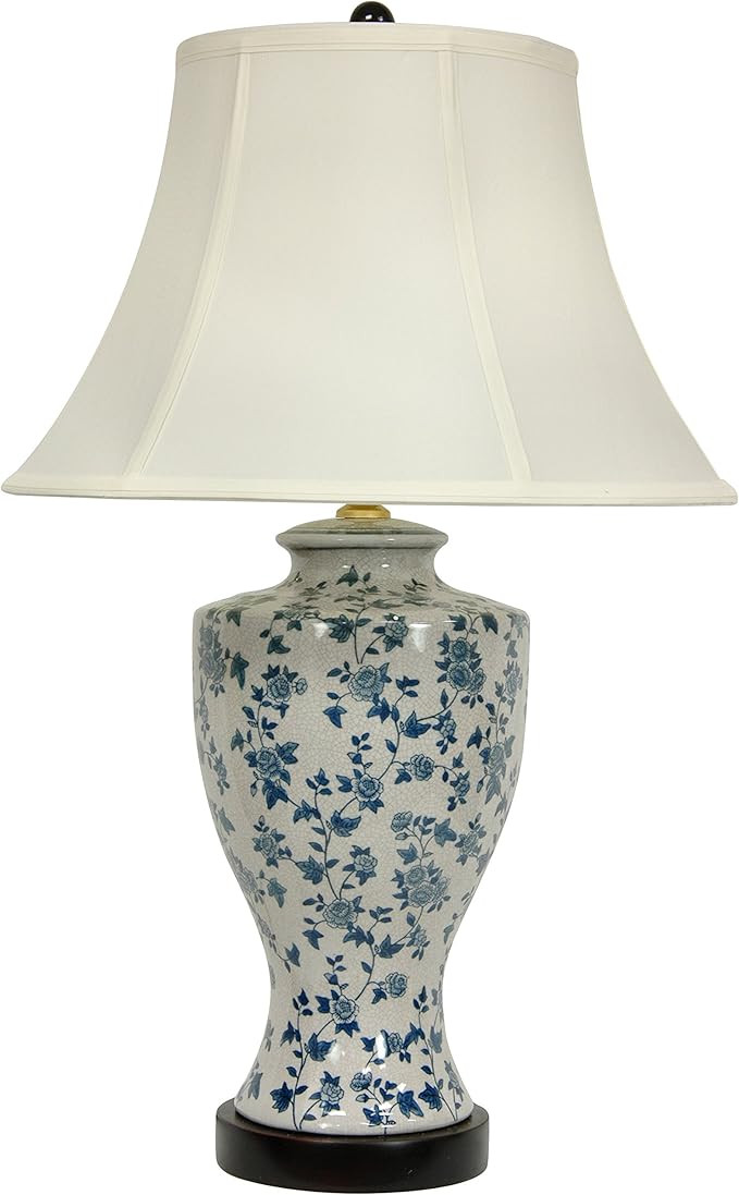 Oriental Furniture 27" Blue and White Flower Vine Lamp | Amazon (US)
