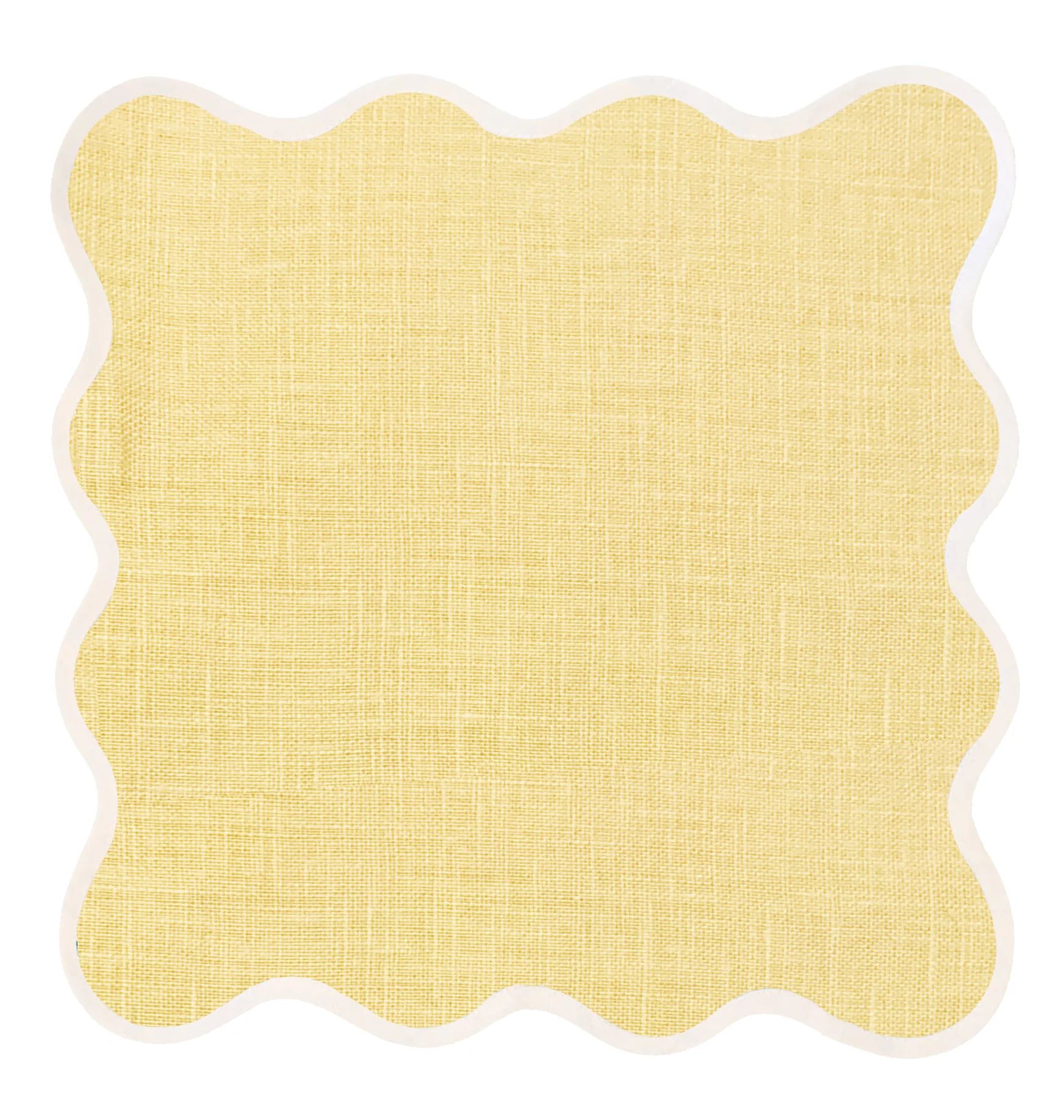 Linen Scalloped Square | Buttercup Yellow | Fenwick Fields, LLC