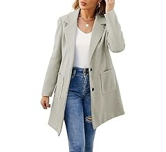 ECOWISH Women Coat Trench Jacket - Winter Long Sleeve Peacoat Fall Mid-Length Lapel Cardigan Over... | Amazon (US)