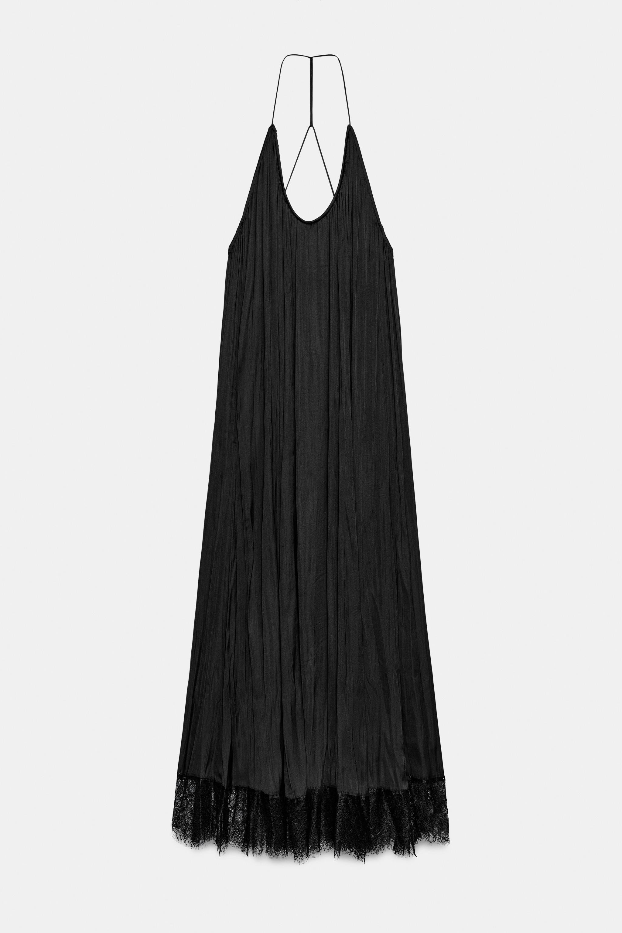 ZW COLLECTION SATIN LACE HALTER DRESS | Zara Canada