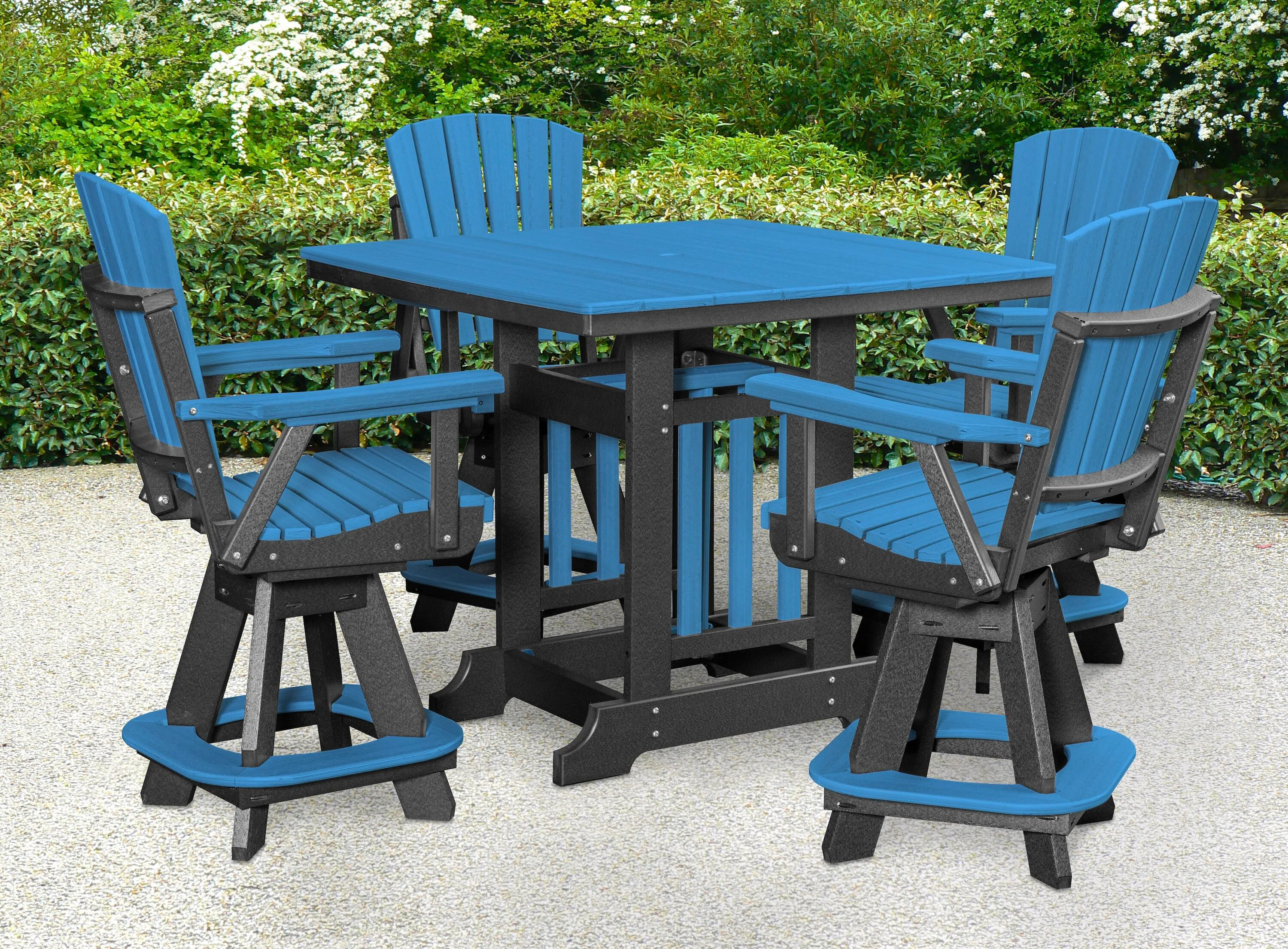 American Furniture Classics Adirondack 5 -Piece BLACK Patio Dining Set HDPE Square Table with 4 Swivel Chairs one_size | DJ130BBK-K | Lowe's