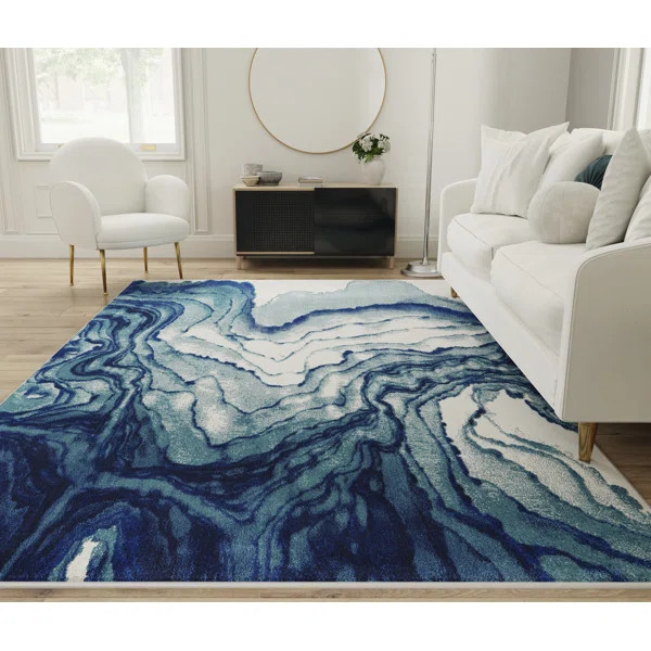 Jordon Vanhorn Abstract Marble Print Rug, Gold/Ivory | Wayfair North America