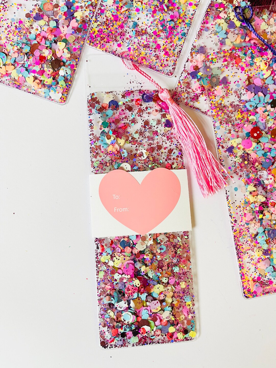 Valentines Day Heart Glitter Shaker Bookmark, Galentines, Personalized Bookmark, Pink - Etsy | Etsy (US)