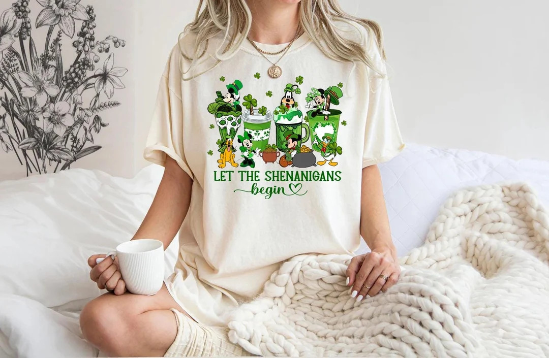 Disney St Patrick's Day Coffee Shirt, Disney Characters St Patrick's Family Matching Shirt,mickey... | Etsy (US)