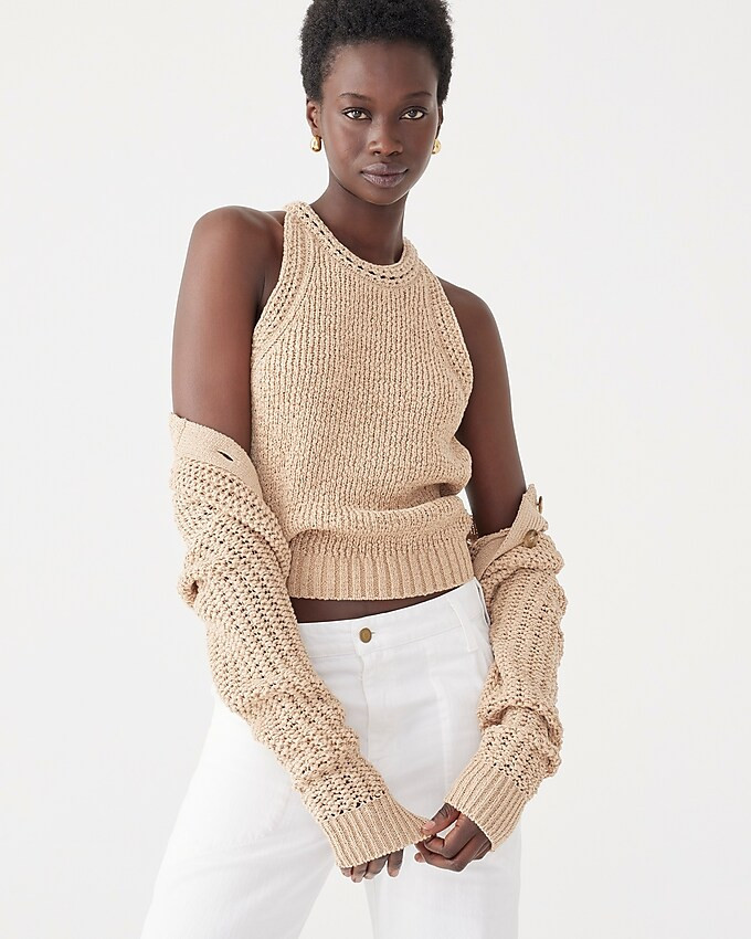 High-neck textured pointelle sweater-tank | J. Crew US