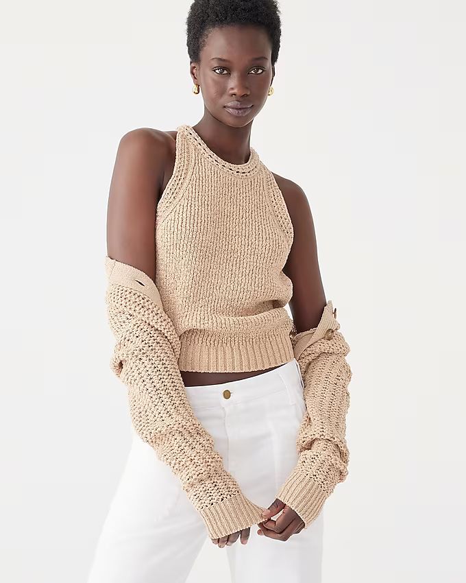 High-neck textured pointelle sweater-tank | J.Crew US