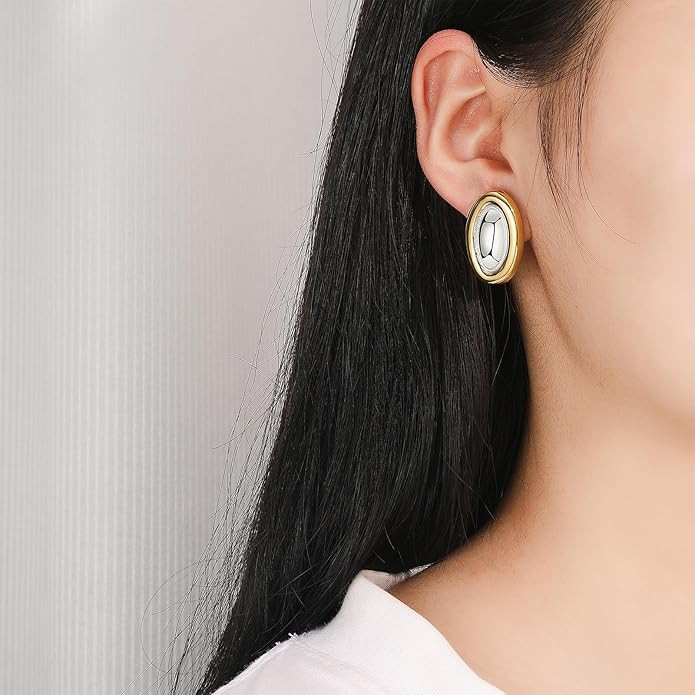 Vintage Gold and Silver Colors Earrings Fashion Geometric Stainless Steel Earrings for Women | Amazon (US)